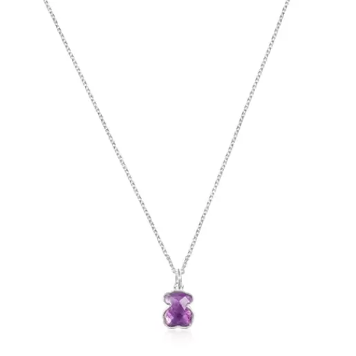 Fashion Silver and Amethyst Icon Color Necklace Silver Pendants | Short Necklaces