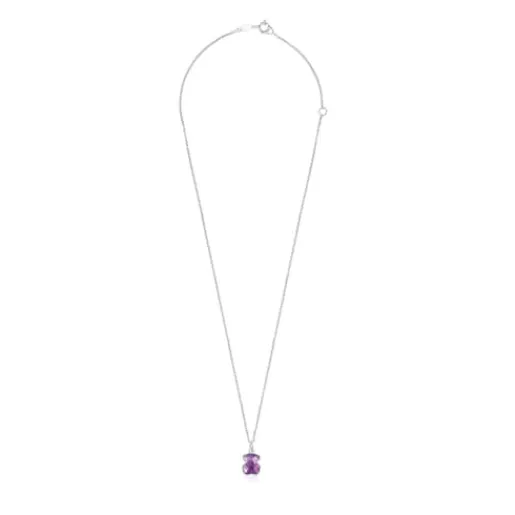 Fashion Silver and Amethyst Icon Color Necklace Silver Pendants | Short Necklaces