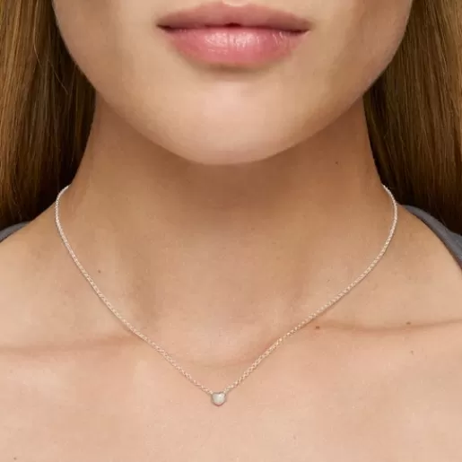 Cheap Silver and cultured pearls Mini Icons heart and bear Necklace set Silver Necklaces | Short Necklaces