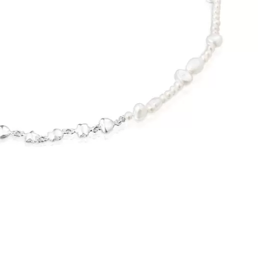 Shop Silver and cultured pearls Mini Icons Necklace with charms Silver Necklaces | Short Necklaces