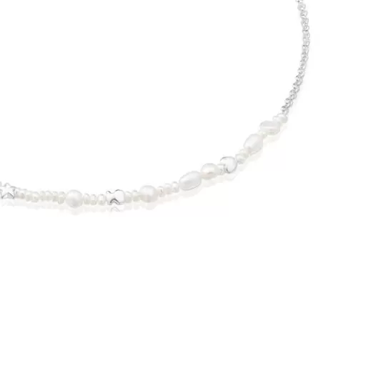 Best Silver and cultured pearls Mini Icons Necklace with three charms Silver Necklaces | Short Necklaces
