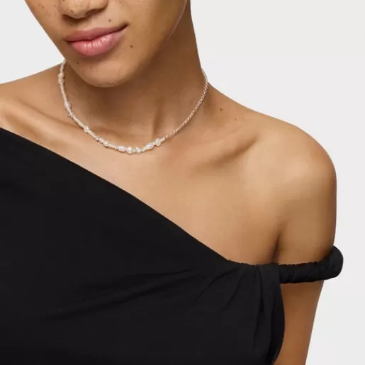 Best Silver and cultured pearls Mini Icons Necklace with three charms Silver Necklaces | Short Necklaces