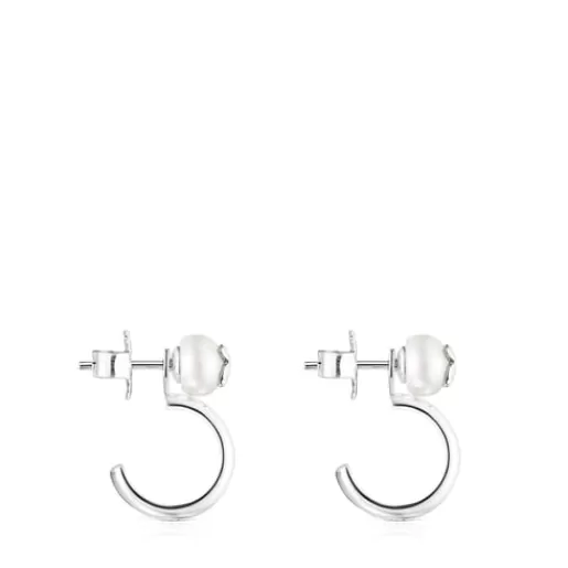 Discount Silver and Pearl Icon Pearl Earrings Silver Earrings | Hoop Earrings