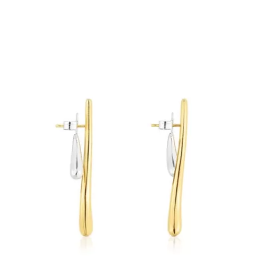 New Silver and silver vermeil double-wave Earrings New Hav Silver Earrings | Large Earrings