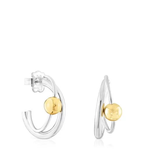 Outlet Silver and silver vermeil Plump Double hoop earrings Silver Earrings