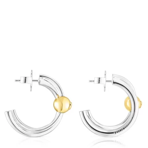 Outlet Silver and silver vermeil Plump Double hoop earrings Silver Earrings