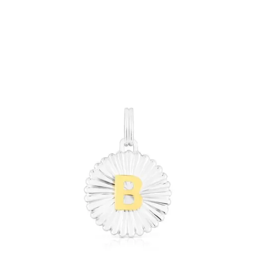 Flash Sale Silver and silver vermeil Alphabet letter B medallion Pendant Silver Pendants | Small Pendants