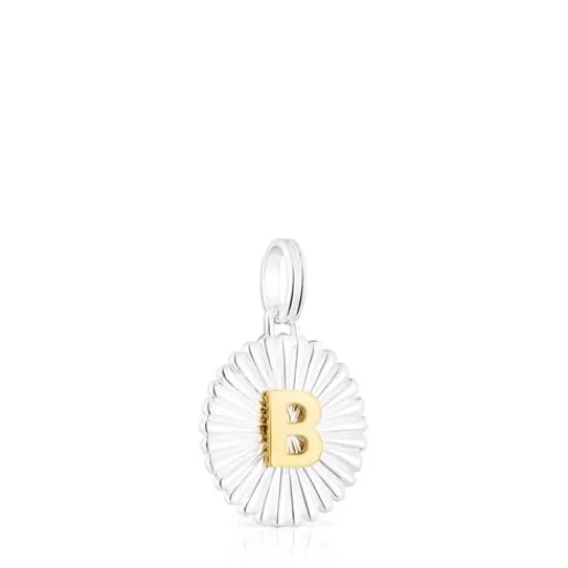 Flash Sale Silver and silver vermeil Alphabet letter B medallion Pendant Silver Pendants | Small Pendants