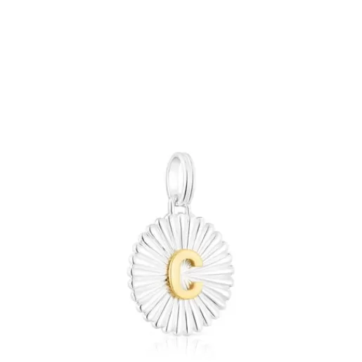Fashion Silver and silver vermeil Alphabet letter C medallion Pendant Silver Pendants | Small Pendants