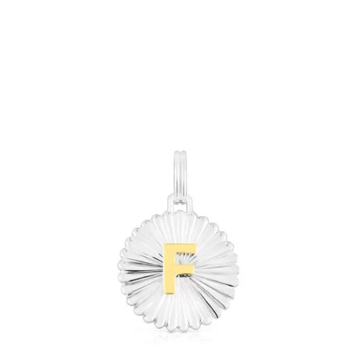 Clearance Silver and silver vermeil Alphabet letter F medallion Pendant Silver Pendants | Small Pendants