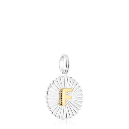 Clearance Silver and silver vermeil Alphabet letter F medallion Pendant Silver Pendants | Small Pendants