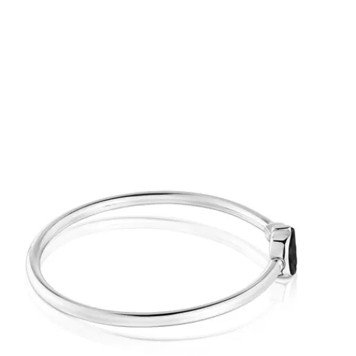 Cheap Silver Bangle with black motif MANIFESTO Silver Bracelets | Bangle Bracelets