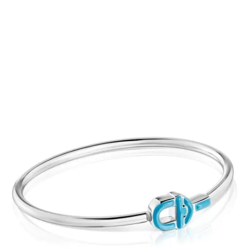 Hot Silver Bangle with blue motif MANIFESTO Silver Bracelets | Bangle Bracelets