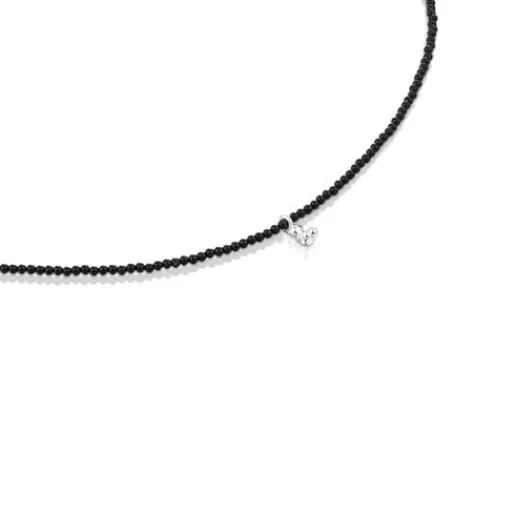 Outlet Silver Bold Bear Necklace with onyx and bear charm Kids Silver Necklaces | Short Necklaces