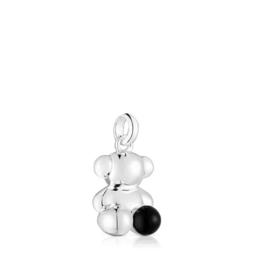 Cheap Silver Bold Bear pendant with onyx Silver Pendants | Small Pendants