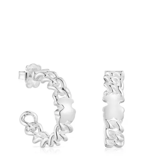 Clearance Silver Bold Motif bear motif Hoop earrings Silver Earrings | Hoop Earrings