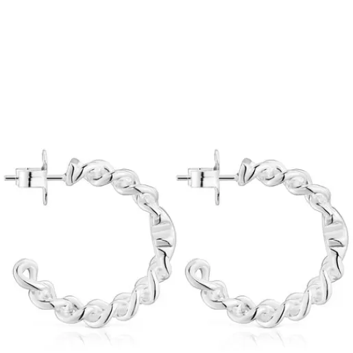 Clearance Silver Bold Motif bear motif Hoop earrings Silver Earrings | Hoop Earrings