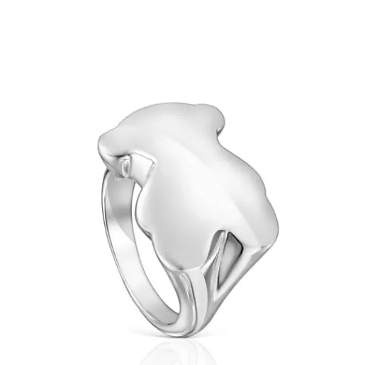 Cheap Bold Motif bear Signet ring Silver Rings | Large Rings