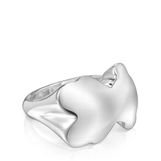 Cheap Bold Motif bear Signet ring Silver Rings | Large Rings