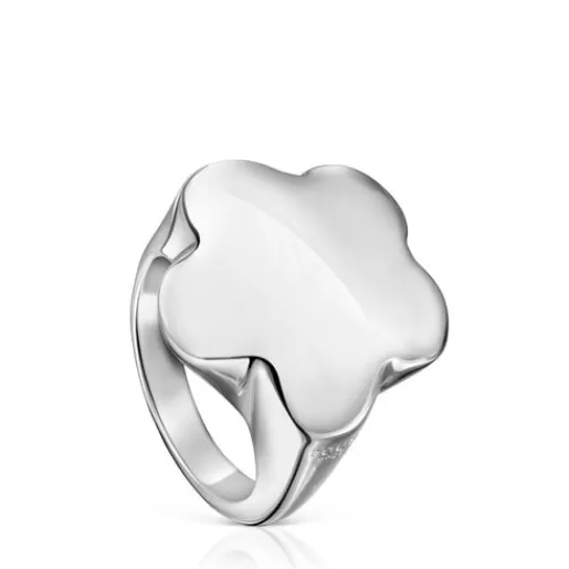 Outlet Bold Motif flower Signet ring Silver Rings | Large Rings