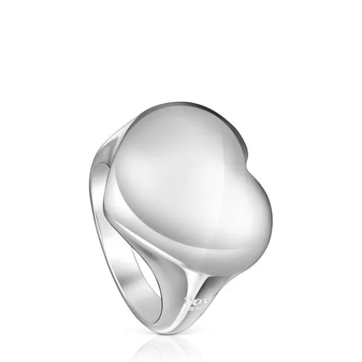 New Bold Motif heart Signet ring Silver Rings | Large Rings