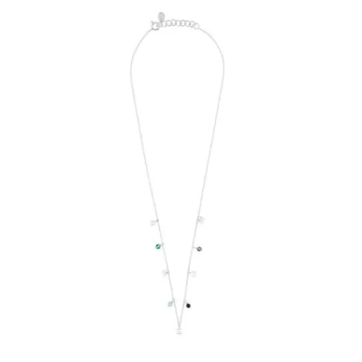 Discount Silver Bold Motif Necklace with gemstones and motifs Silver Necklaces | Short Necklaces