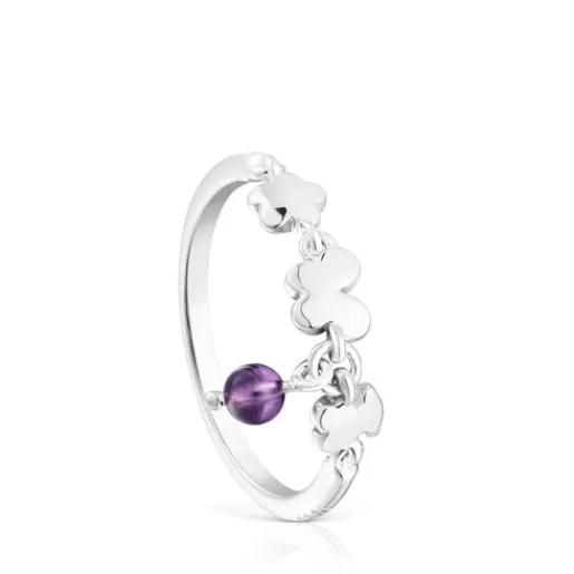 New Silver Bold Motif Ring with amethyst Silver Rings | Small Rings