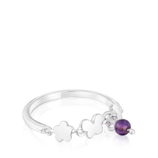 New Silver Bold Motif Ring with amethyst Silver Rings | Small Rings