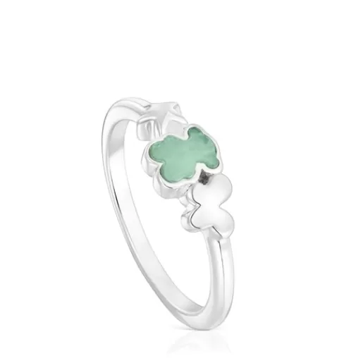 Cheap Silver Bold Motif Ring with an amazonite bear Silver Rings | Small Rings