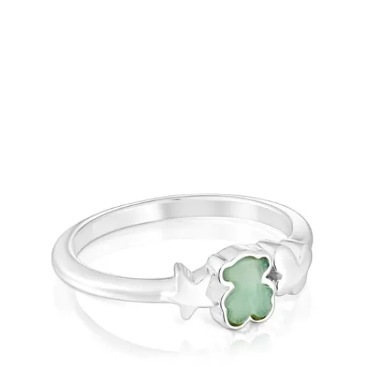 Cheap Silver Bold Motif Ring with an amazonite bear Silver Rings | Small Rings