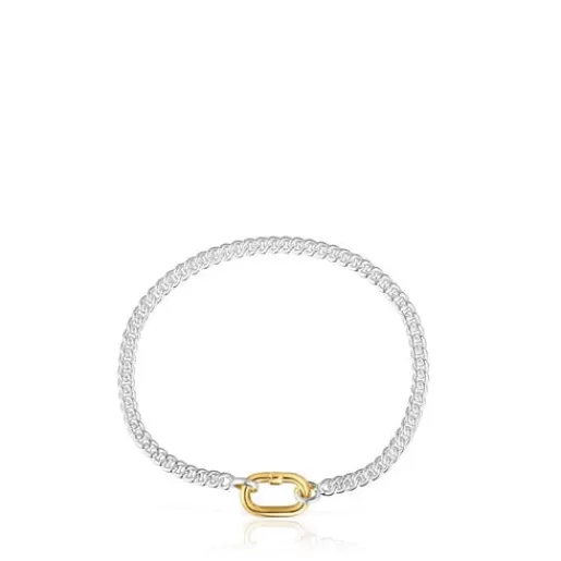 Flash Sale Silver Bracelet with two-tone ring Hold Oval Silver Bracelets | Chain Bracelets