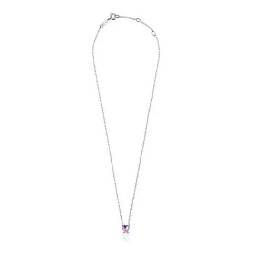 Best Sale Color Pills Heart necklace with amethyst Silver Necklaces | Short Necklaces