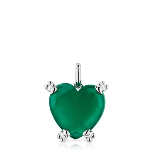 Hot Color Pills Heart pendant with treated chalcedony Silver Pendants | Large Pendants
