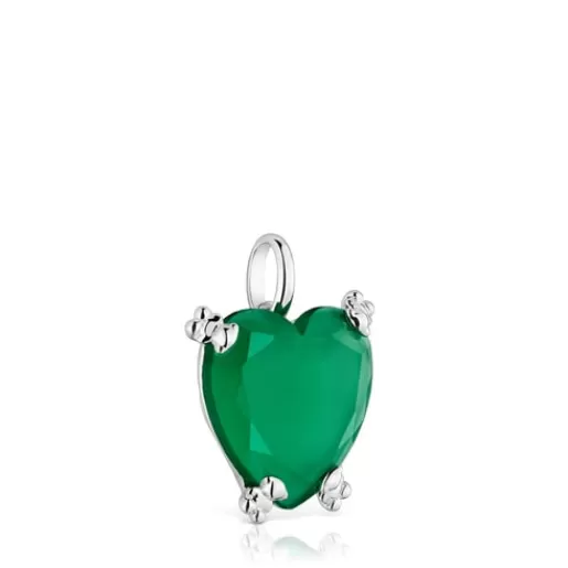 Hot Color Pills Heart pendant with treated chalcedony Silver Pendants | Large Pendants
