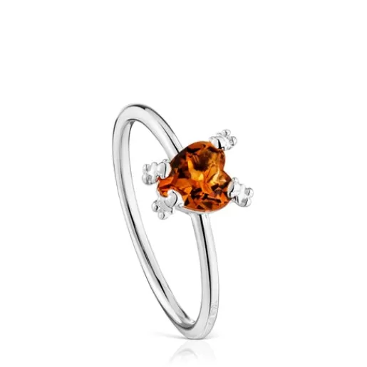 Cheap Color Pills Heart ring with citrine Silver Rings | Small Rings