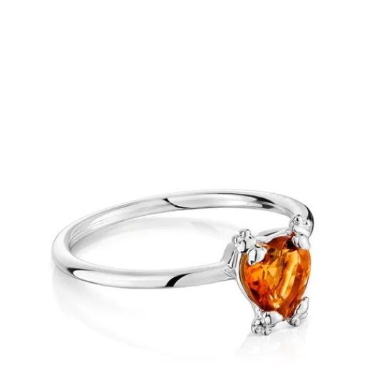 Cheap Color Pills Heart ring with citrine Silver Rings | Small Rings