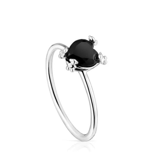Cheap Color Pills Heart ring with onyx Silver Rings | Small Rings