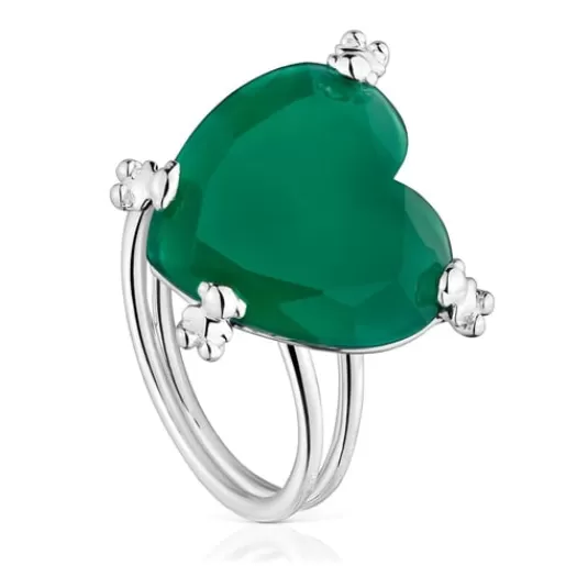 Cheap Color Pills Heart ring with treated chalcedony Silver Rings | Large Rings