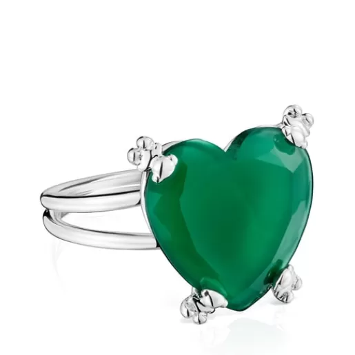 Cheap Color Pills Heart ring with treated chalcedony Silver Rings | Large Rings