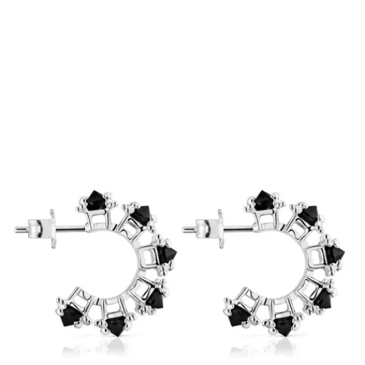 New Color Pills Hoop earrings with onyx Silver Earrings | Hoop Earrings