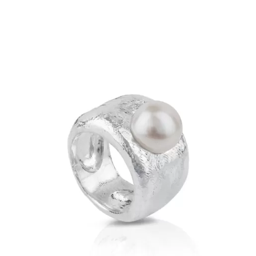 Online Silver Duna Ring with Pearl Silver Rings | Medium Rings