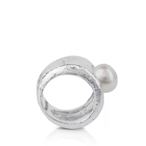 Online Silver Duna Ring with Pearl Silver Rings | Medium Rings