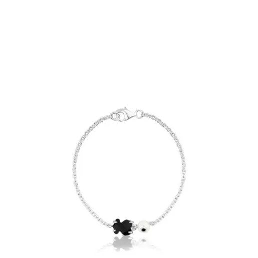 Cheap Silver Erma Bracelet with Onyx, Pearl ans Spinel Silver Bracelets | Pearl Bracelets