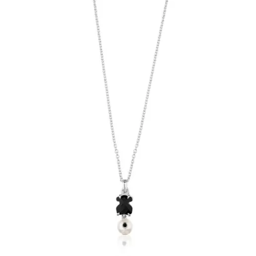 Cheap Erma Necklace with Onyx, Pearl and Spinel Silver Pendants | Short Necklaces