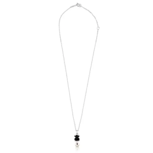 Cheap Erma Necklace with Onyx, Pearl and Spinel Silver Pendants | Short Necklaces