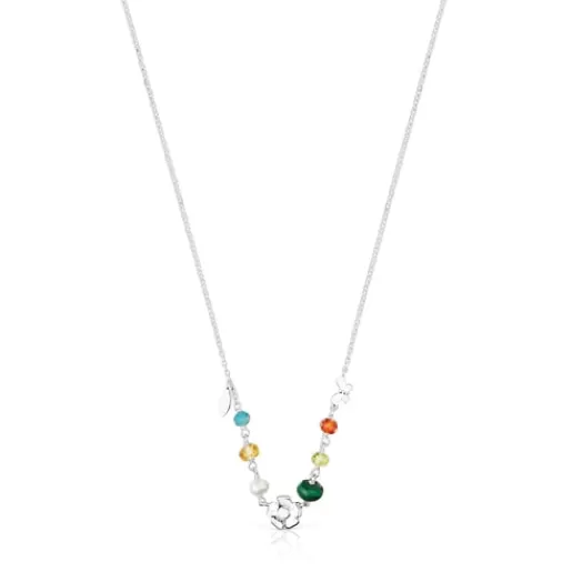 Outlet Silver Fragile Nature Necklace with Gemstones Silver Necklaces | Short Necklaces