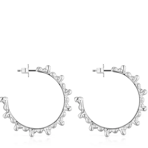 Store Silver hoop Earrings with bear motifs Bold Bear Silver Earrings | Hoop Earrings