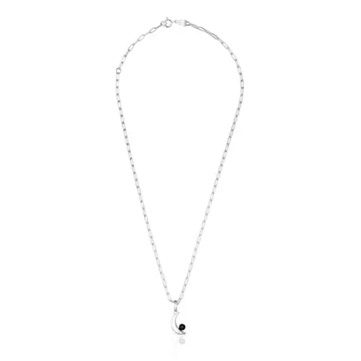 Sale Silver Magic Nature moon Necklace with onyx Silver Pendants | Short Necklaces