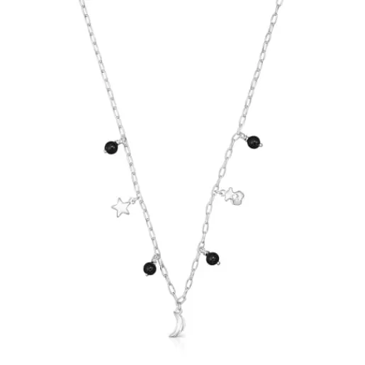 Flash Sale Silver Magic Nature Necklace with onyx Silver Necklaces | Short Necklaces