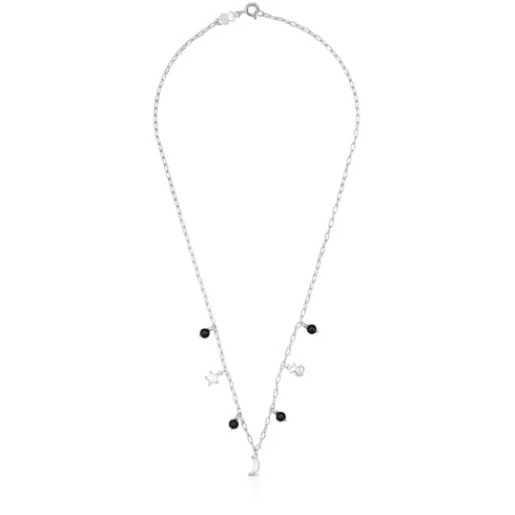 Flash Sale Silver Magic Nature Necklace with onyx Silver Necklaces | Short Necklaces